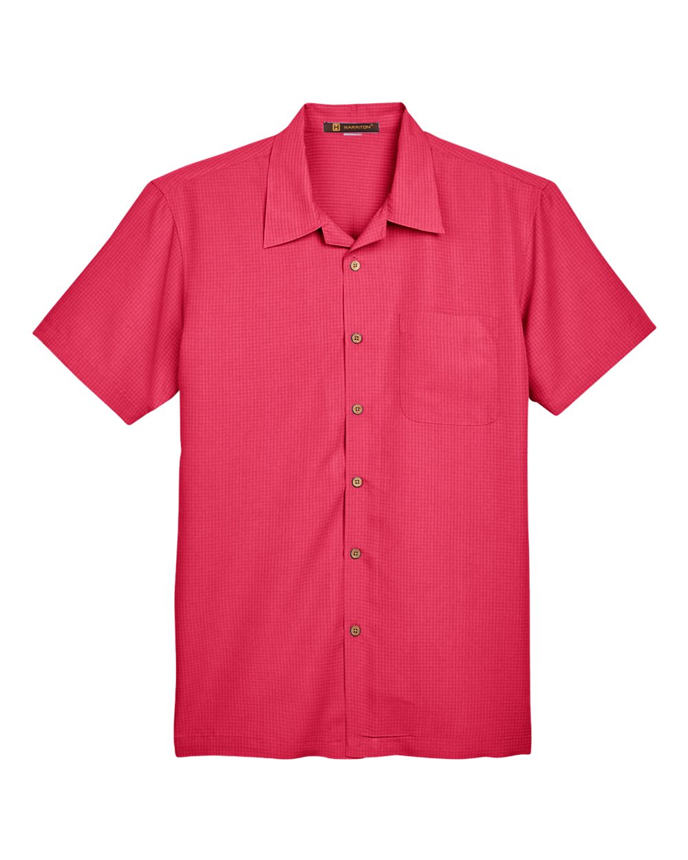 Men's Barbados Textured Camp Shirt - Front - B251B9702 - Parrot Red
