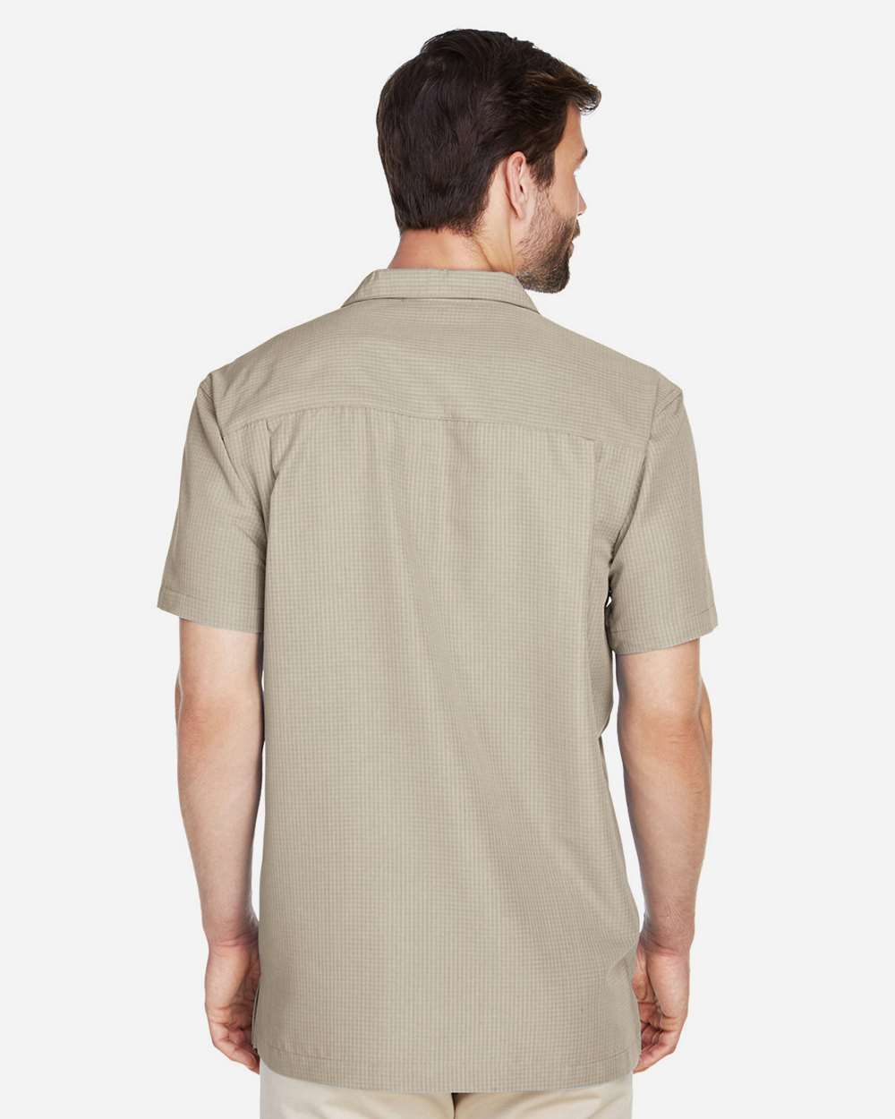 Men's Barbados Textured Camp Shirt - OnModelBack - B251B9102 - Khaki