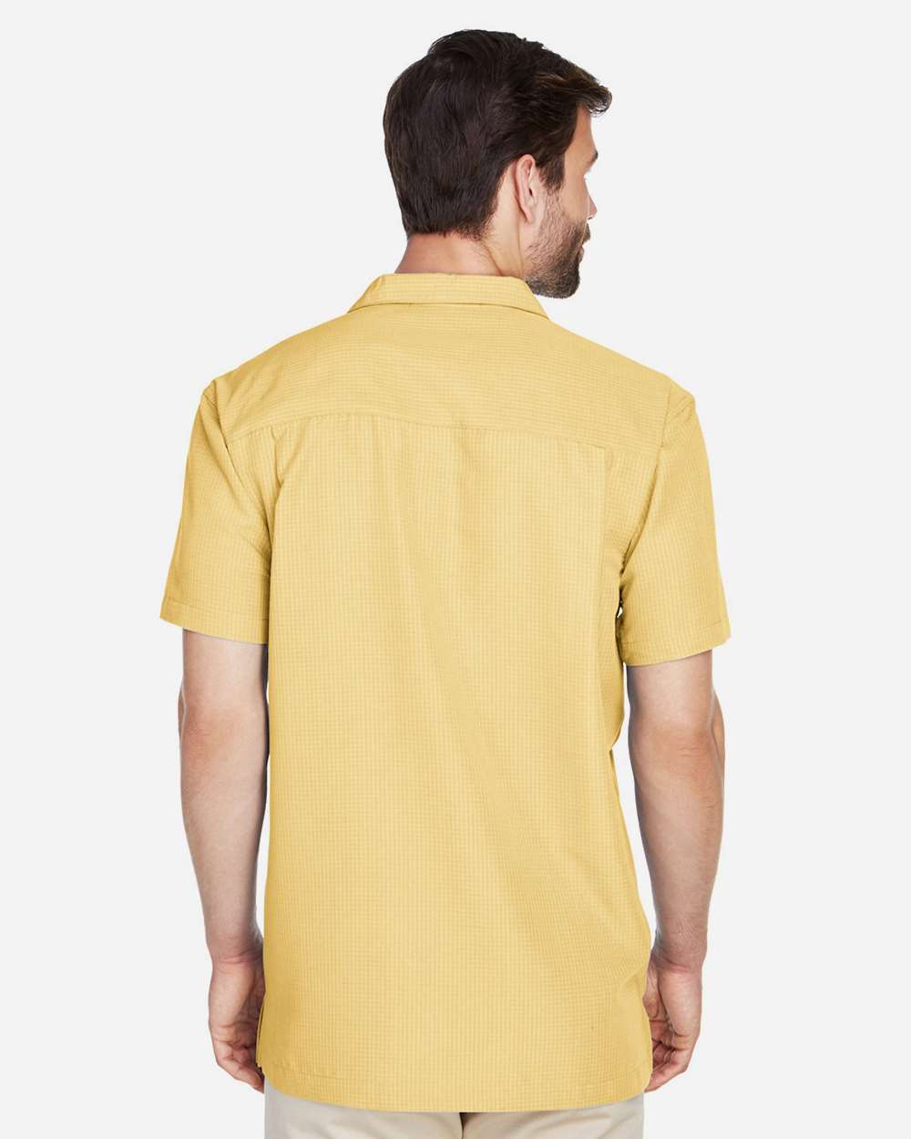 Men's Barbados Textured Camp Shirt - OnModelBack - B251B9122 - Pineapple