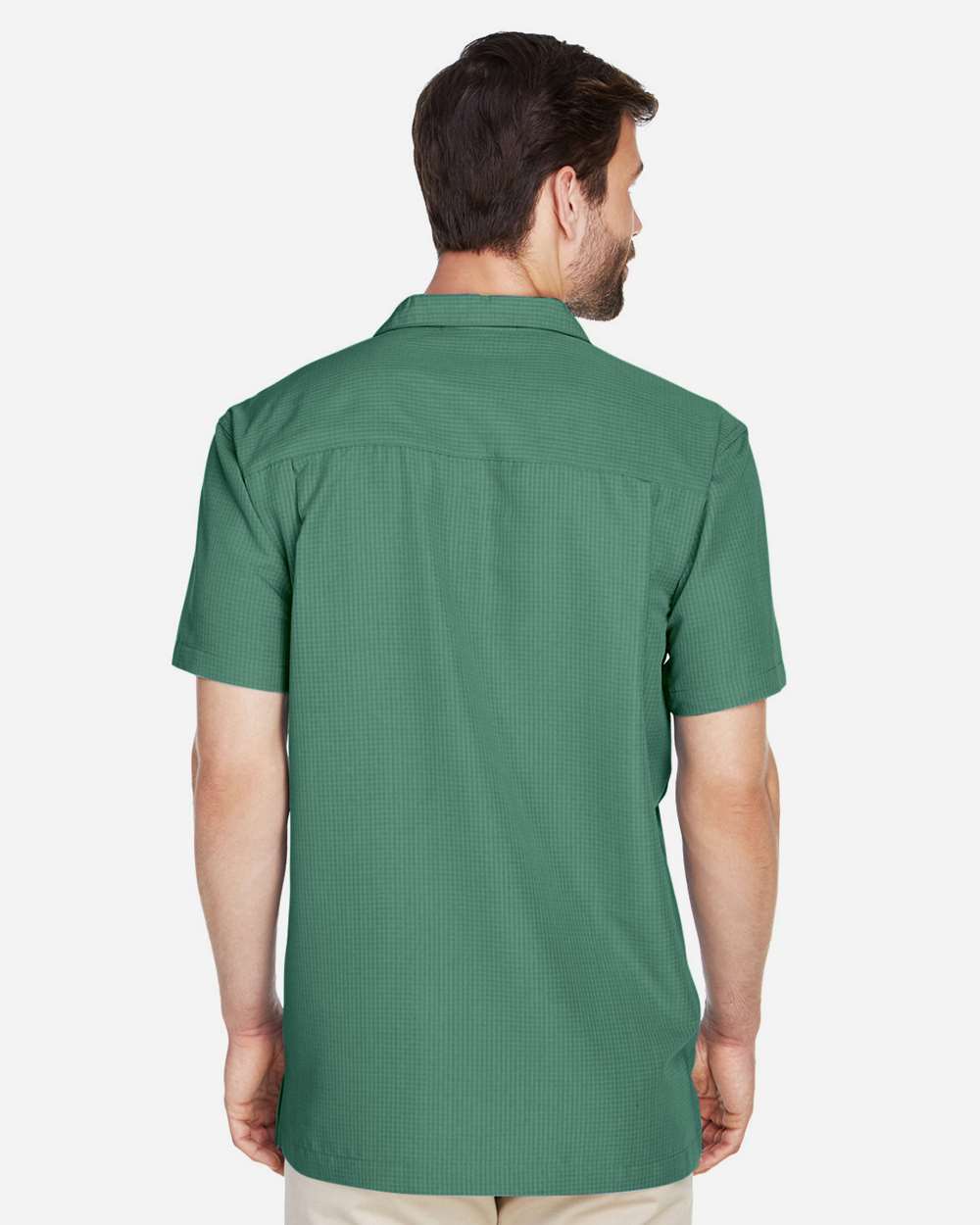 Men's Barbados Textured Camp Shirt - OnModelBack - B251B9172 - Palm Green