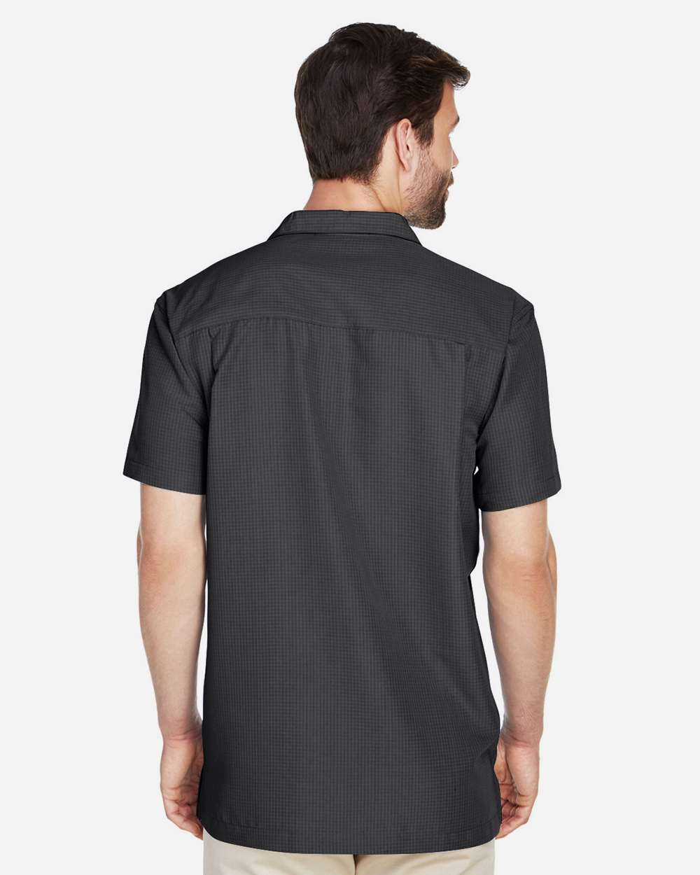 Men's Barbados Textured Camp Shirt - OnModelBack - B251B9502 - Black