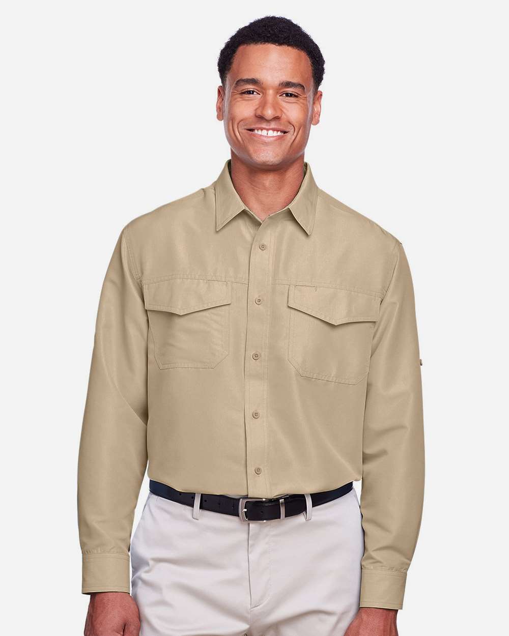 Men's Key West Performance Staff Shirt - OnModelFront - B257B9242 - Khaki