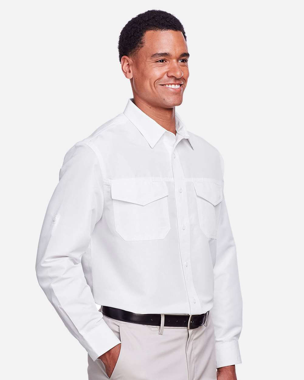 Men's Key West Performance Staff Shirt - OnModelSide - B257B9002 - White