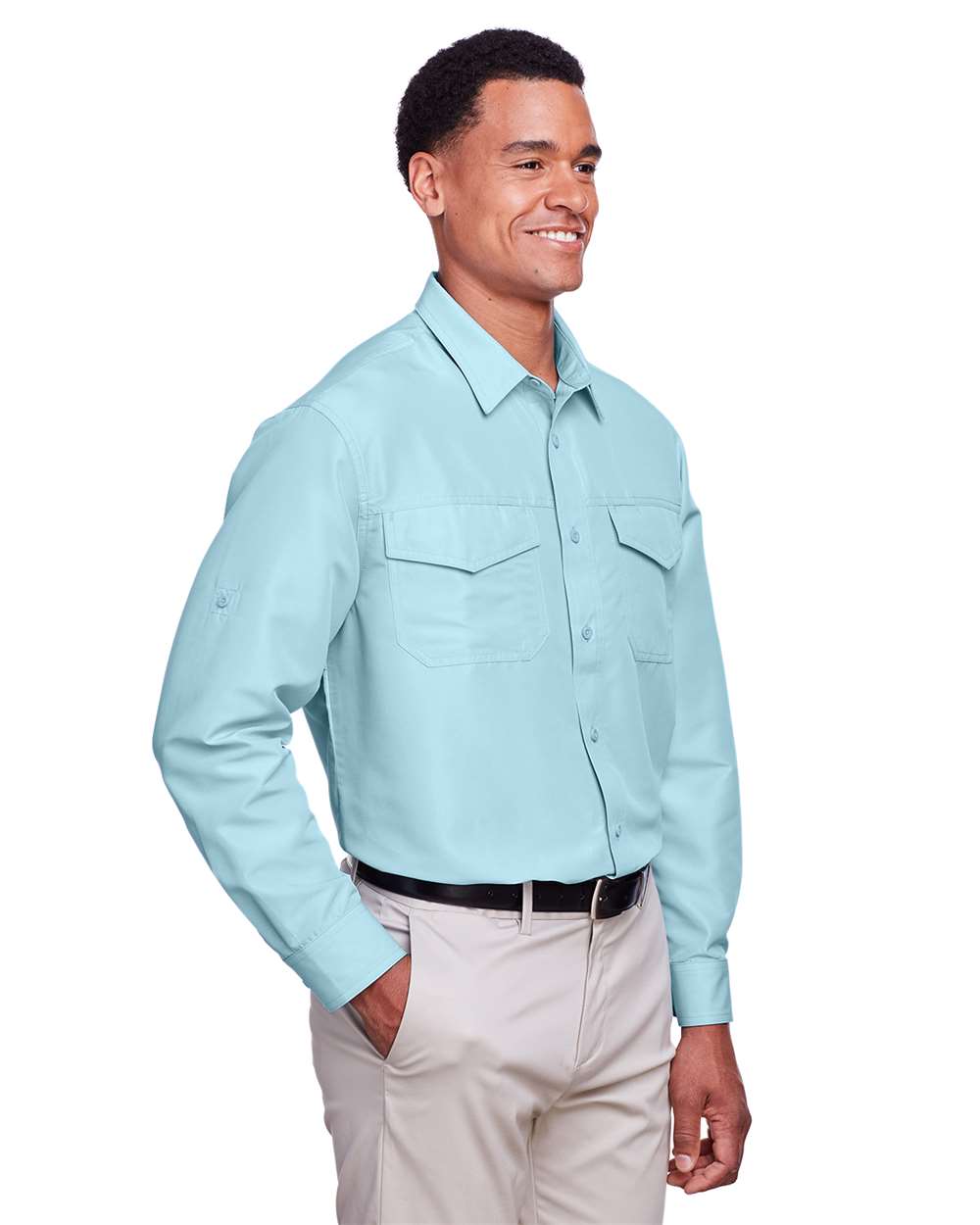 Men's Key West Performance Staff Shirt - OnModelSide - B257B9252 - Cloud Blue