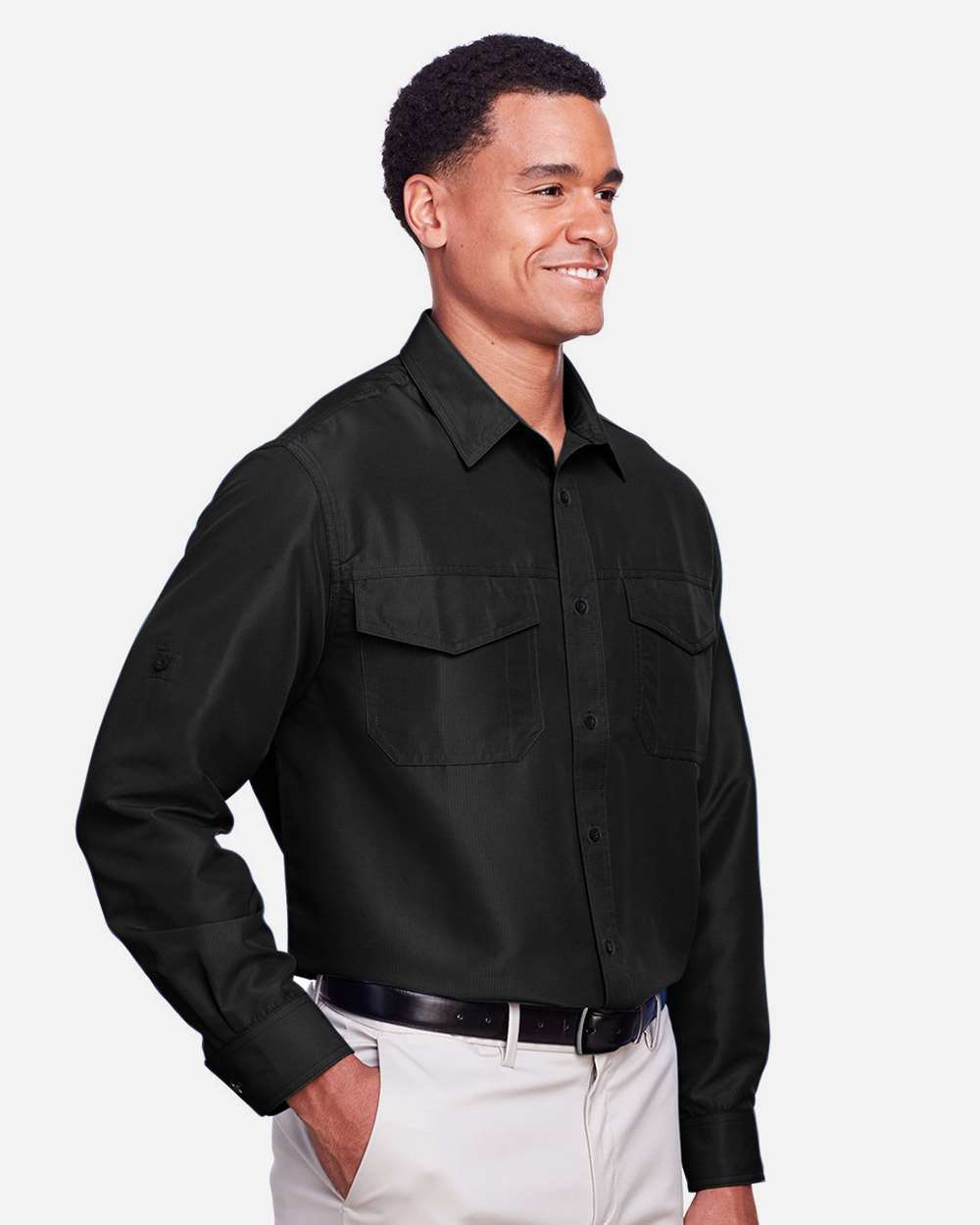 Men's Key West Performance Staff Shirt - OnModelSide - B257B9502 - Black