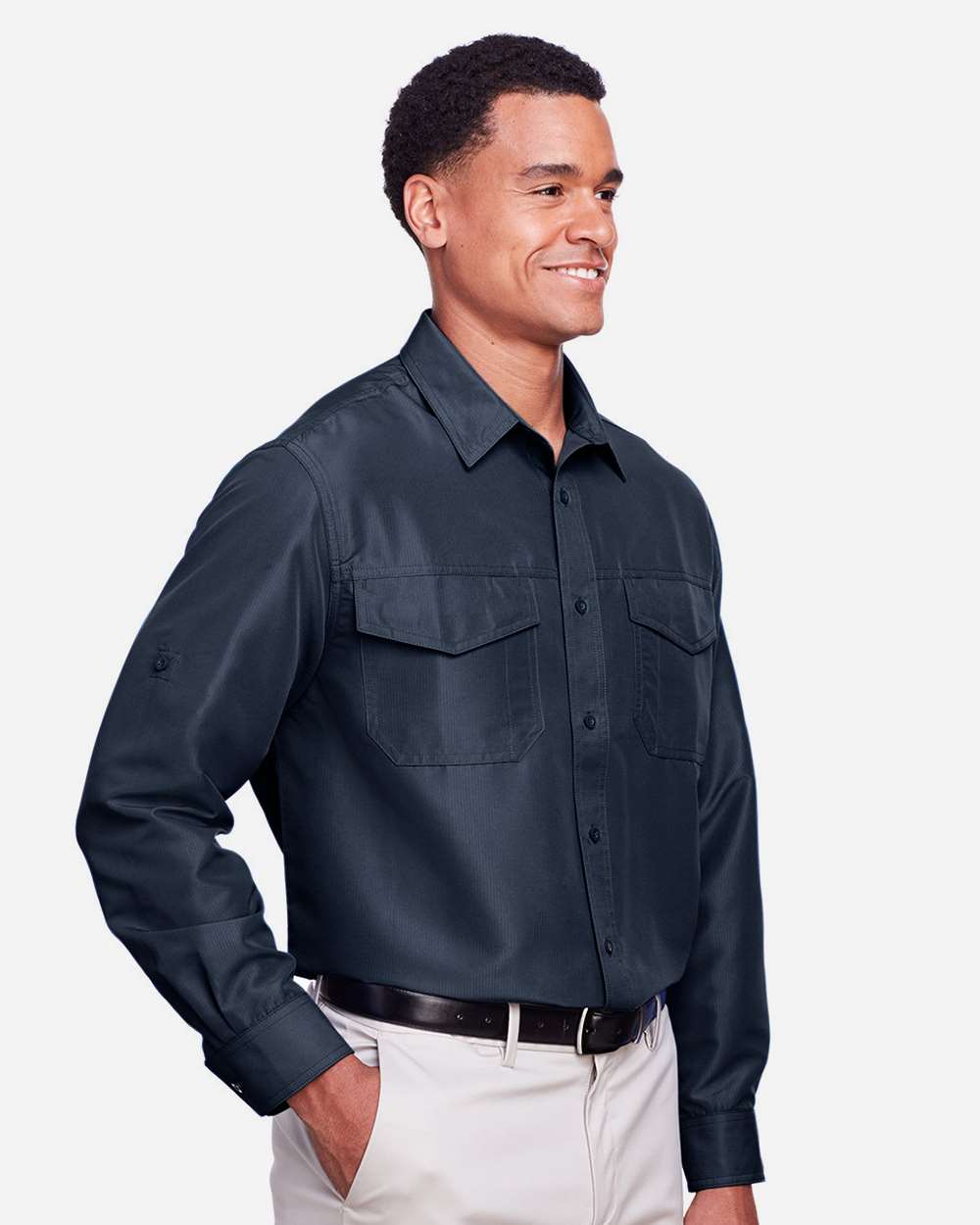 Men's Key West Performance Staff Shirt - OnModelSide - B257B9652 - Navy