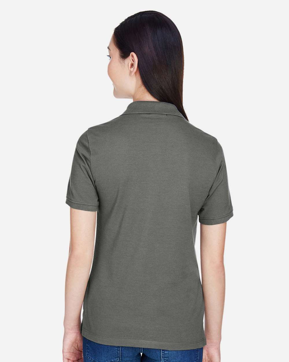 Women's Easy Blend Polo - OnModelBack - B207B9592 - Charcoal