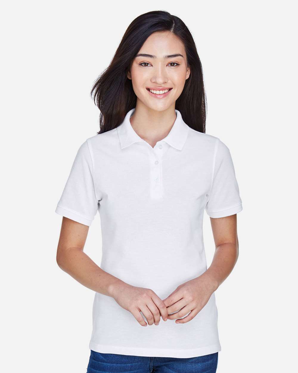 Women's Easy Blend Polo - OnModelFront - B207B9002 - White