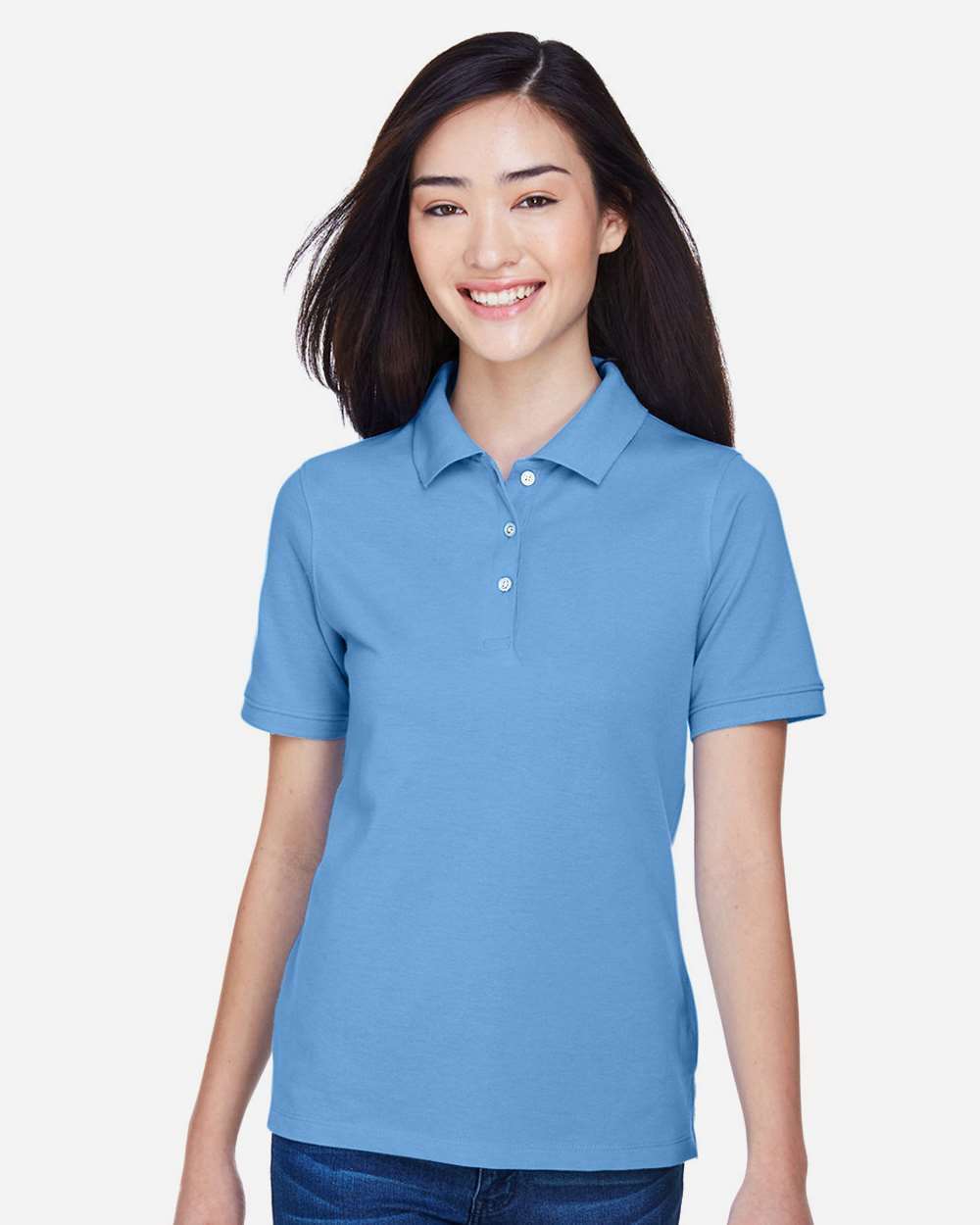 Women's Easy Blend Polo - OnModelFront - B207B9252 - Light College Blue