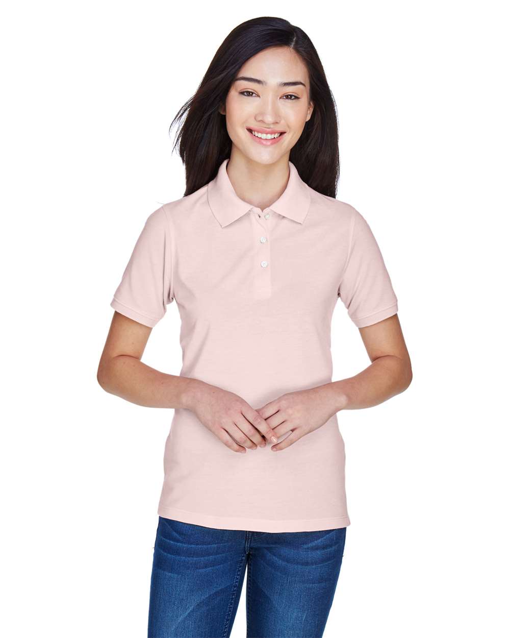 Women's Easy Blend Polo - OnModelFront - B207B9302 - Blush
