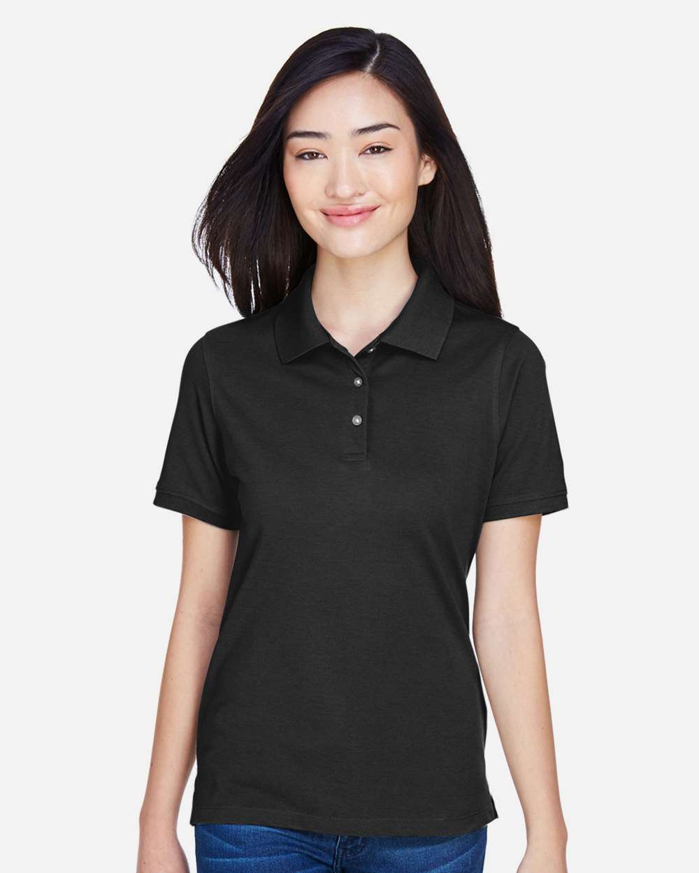 Women's Easy Blend Polo - OnModelFront - B207B9502 - Black