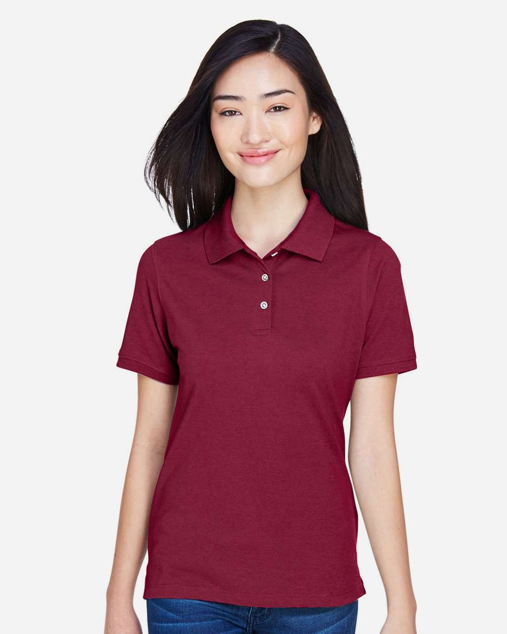 Women's Easy Blend Polo - OnModelFront - B207B9532 - Wine