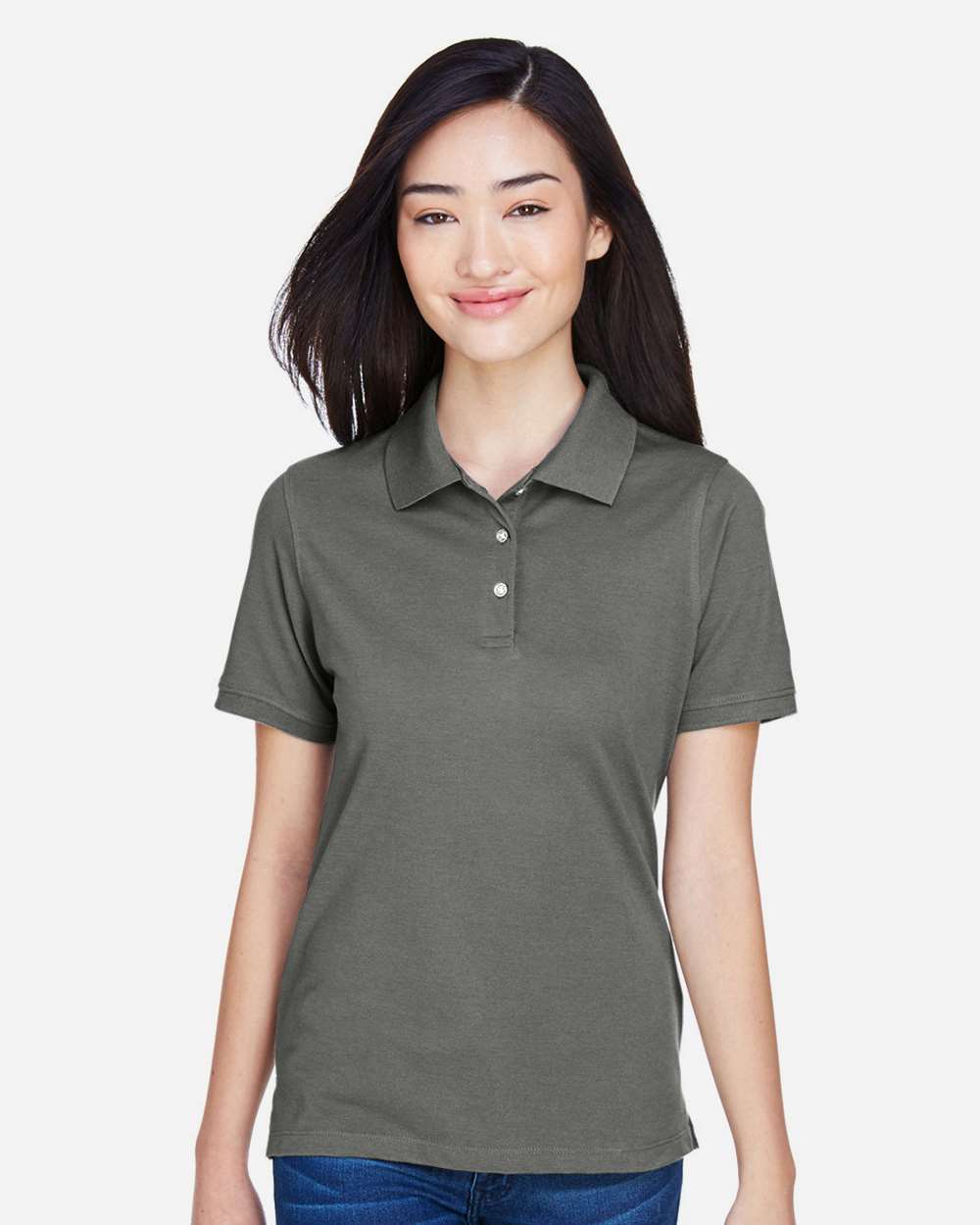 Women's Easy Blend Polo - OnModelFront - B207B9592 - Charcoal