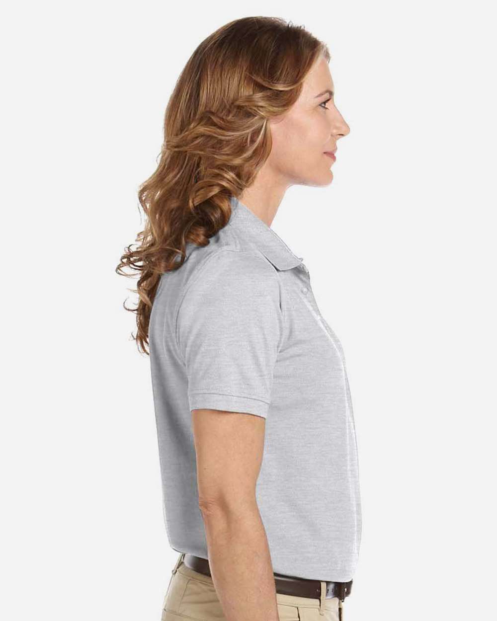 Women's Easy Blend Polo - OnModelSide - B207B9092 - Grey Heather