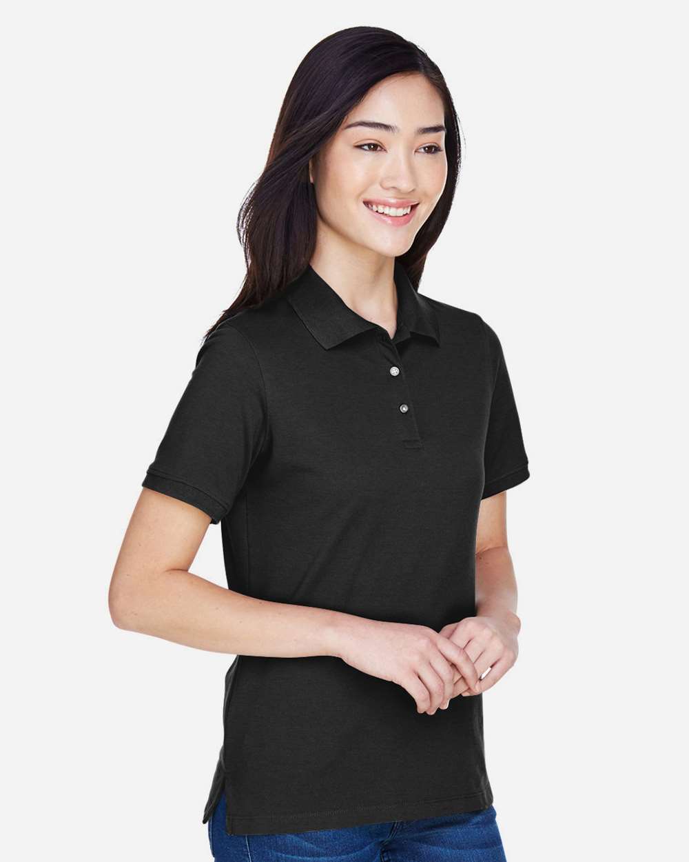 Women's Easy Blend Polo - OnModelSide - B207B9502 - Black
