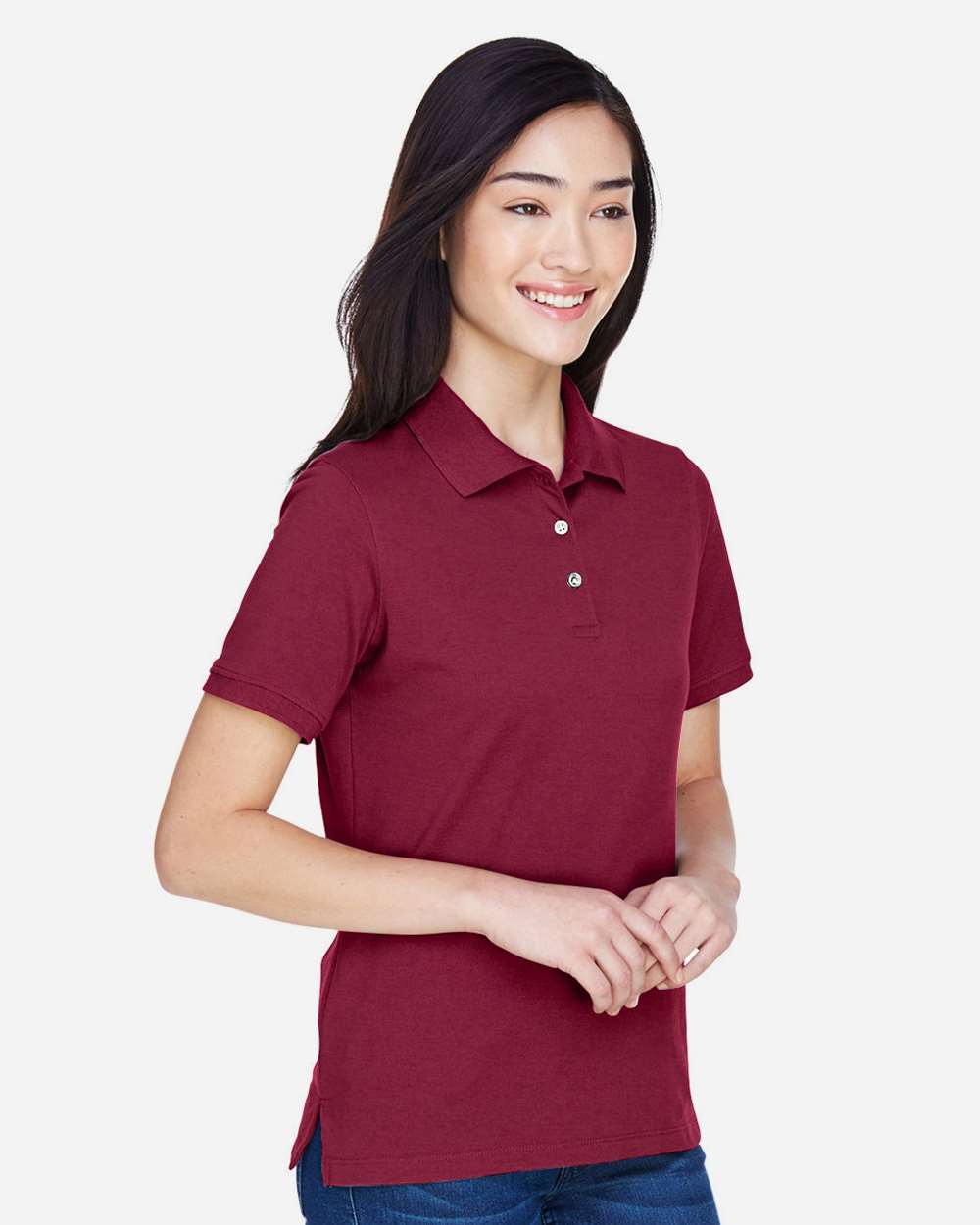 Women's Easy Blend Polo - OnModelSide - B207B9532 - Wine