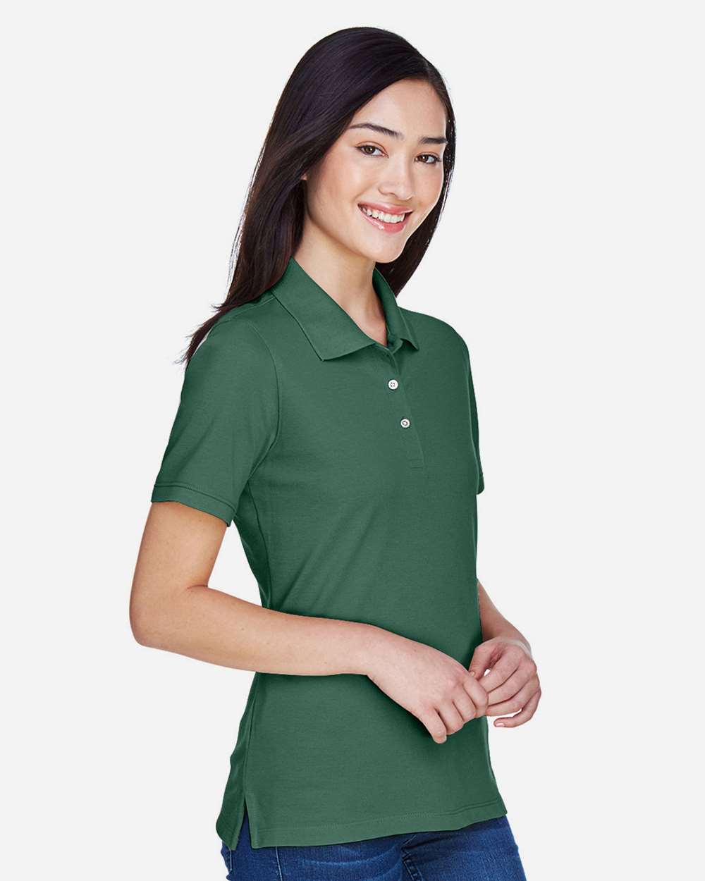 Women's Easy Blend Polo - OnModelSide - B207B9542 - Hunter