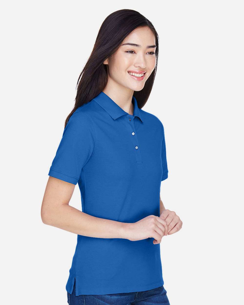 Women's Easy Blend Polo - OnModelSide - B207B9752 - True Royal