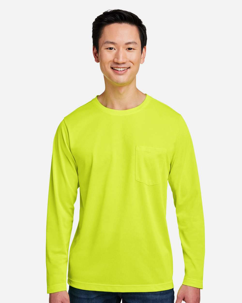 Unisex Charge Snag and Soil Protect Long Sleeve T-Shirt - OnModelFront - B189B9122 - Safety Yellow
