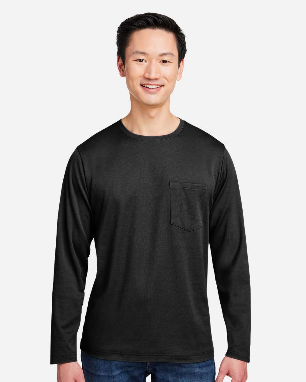 Unisex Charge Snag and Soil Protect Long Sleeve T-Shirt - OnModelFront - B189B9502 - Black