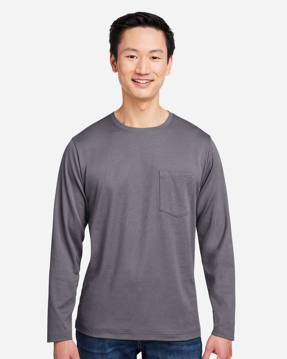 Unisex Charge Snag and Soil Protect Long Sleeve T-Shirt - OnModelFront - B189B9592 - Dark Charcoal