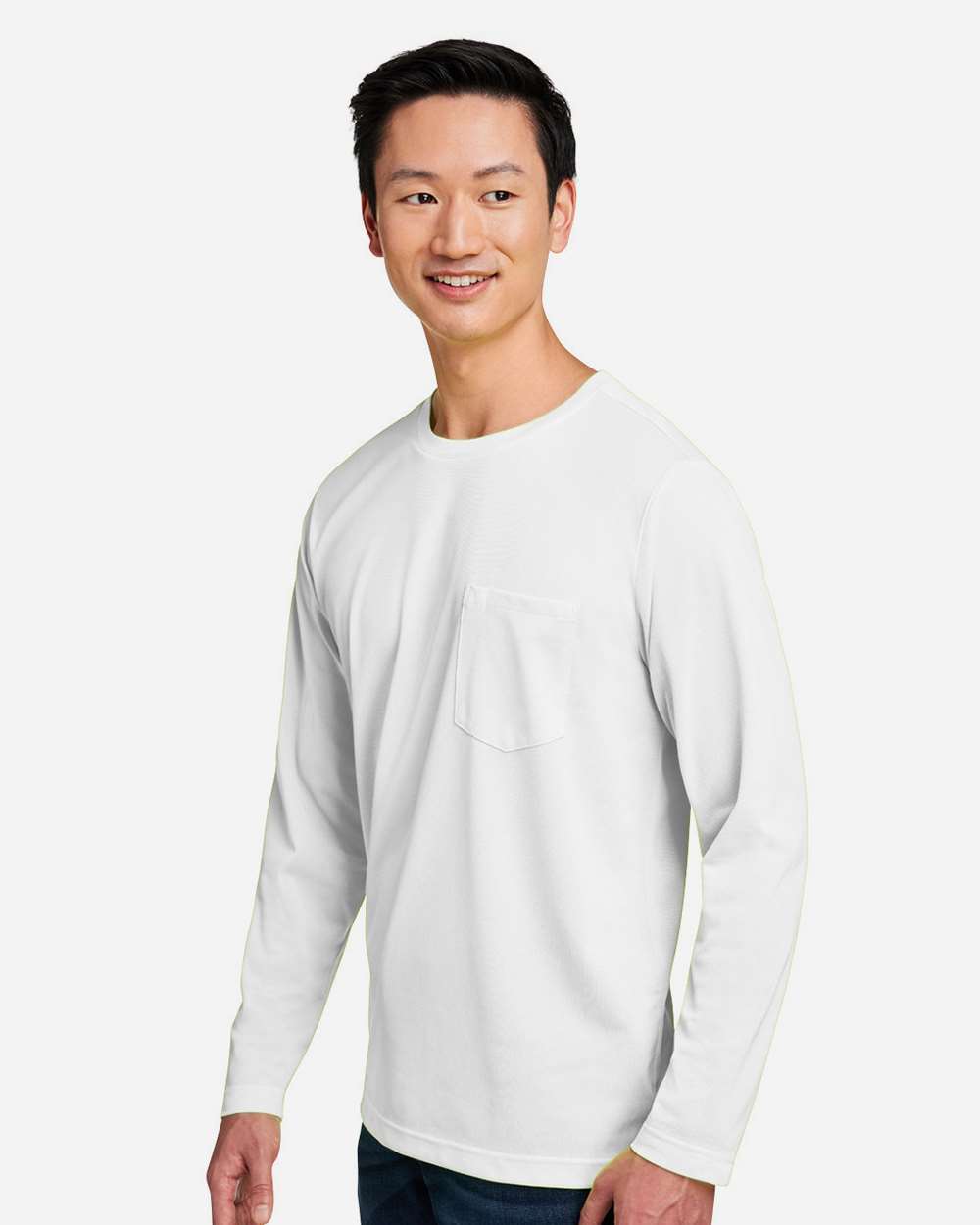 Unisex Charge Snag and Soil Protect Long Sleeve T-Shirt - OnModelSide - B189B9002 - White