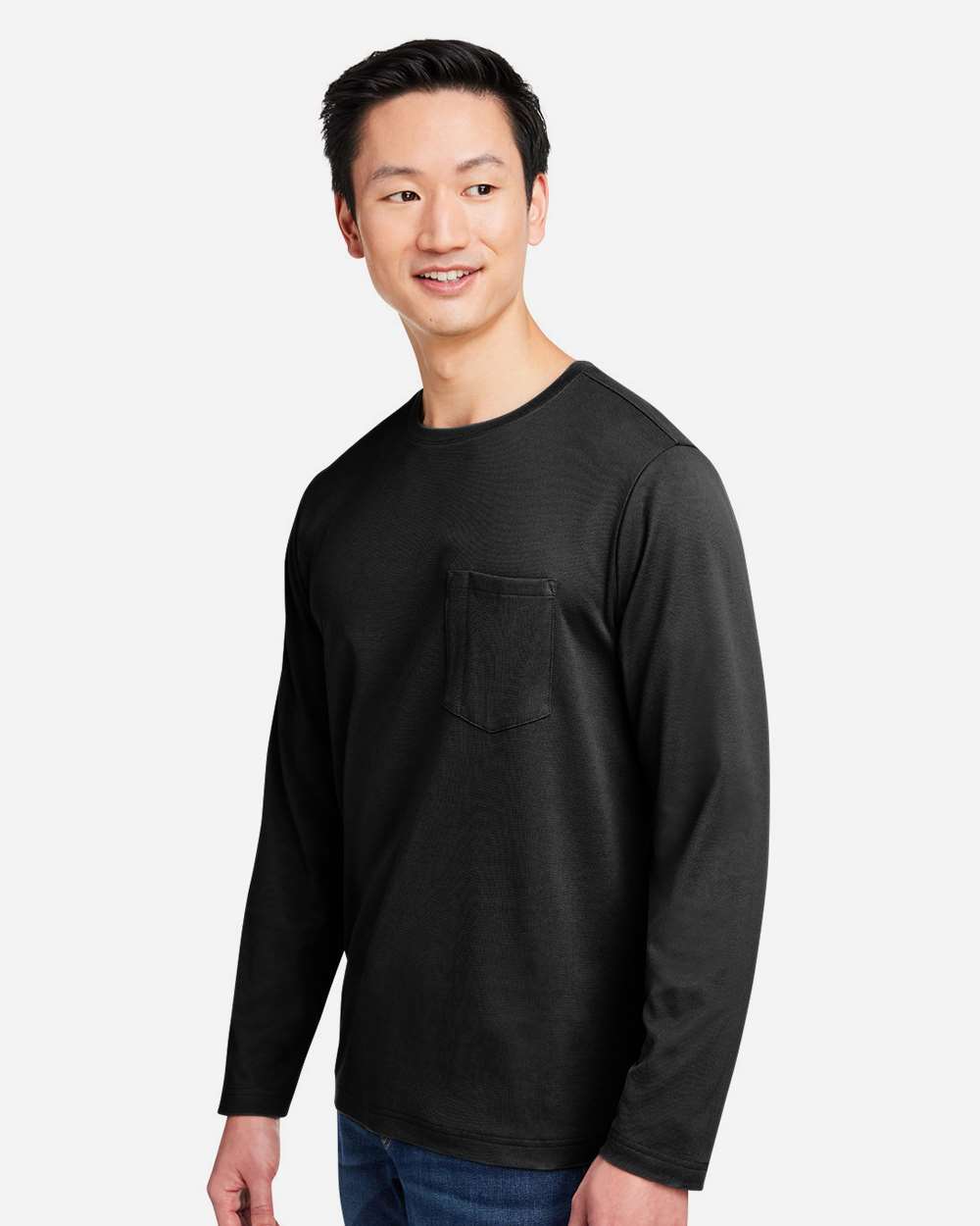 Unisex Charge Snag and Soil Protect Long Sleeve T-Shirt - OnModelSide - B189B9502 - Black