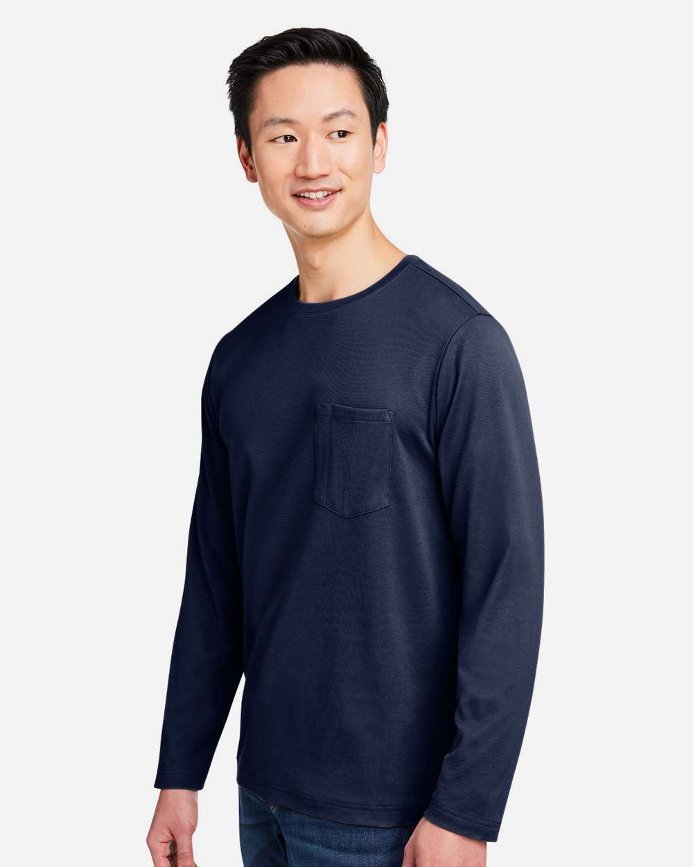 Unisex Charge Snag and Soil Protect Long Sleeve T-Shirt - OnModelSide - B189B9652 - Dark Navy