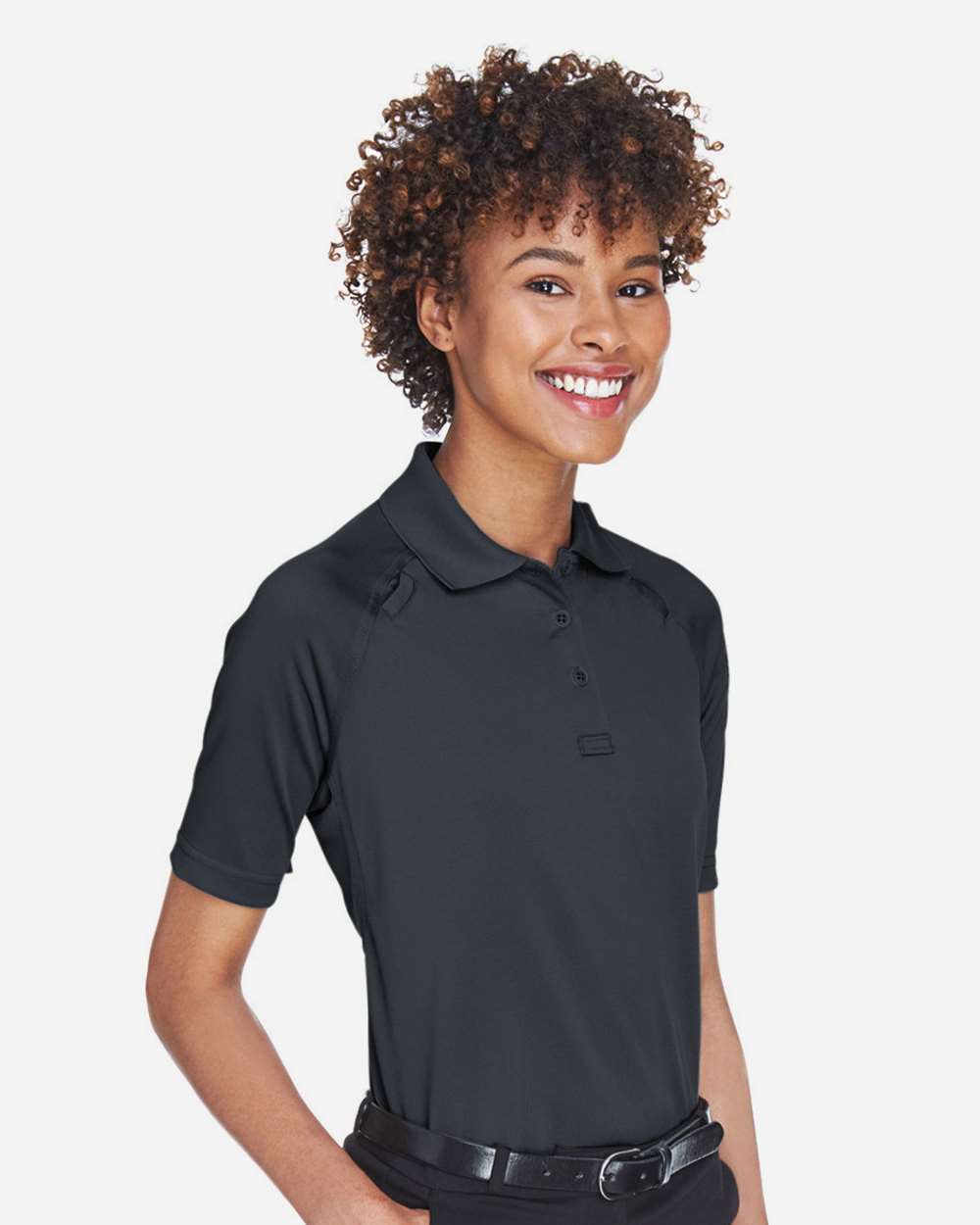Women's Advantage Tactical Polo - OnModelSide - B202B9592 - Dark Charcoal