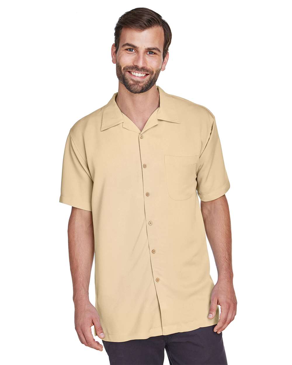 Men's Bahama Cord Camp Shirt - OnModelFront - B253B9103 - Sand