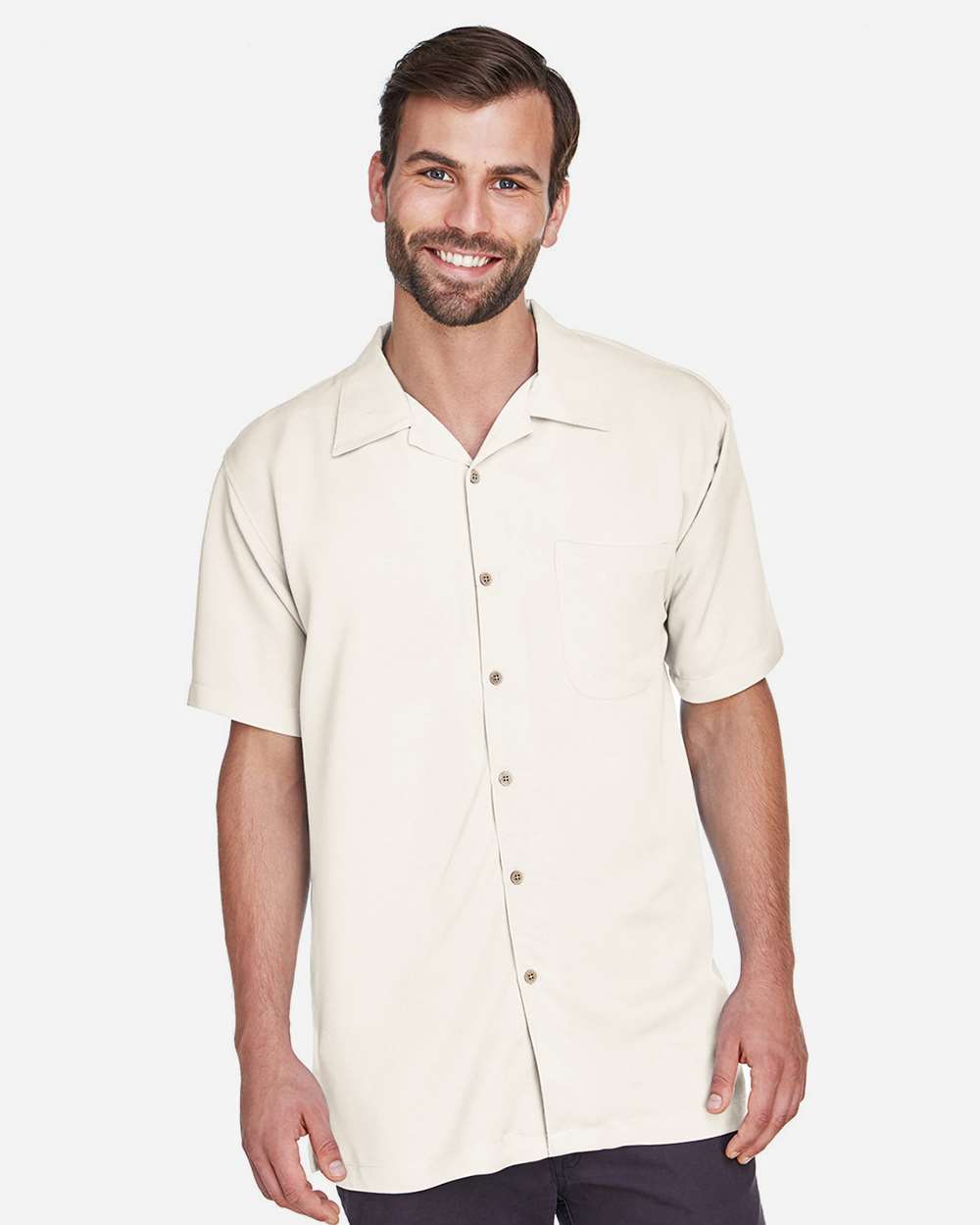 Men's Bahama Cord Camp Shirt - OnModelFront - B253B9243 - Cream