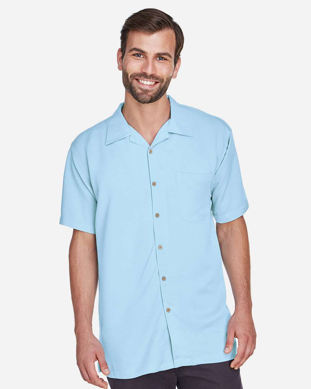 Men's Bahama Cord Camp Shirt - OnModelFront - B253B9253 - Cloud Blue