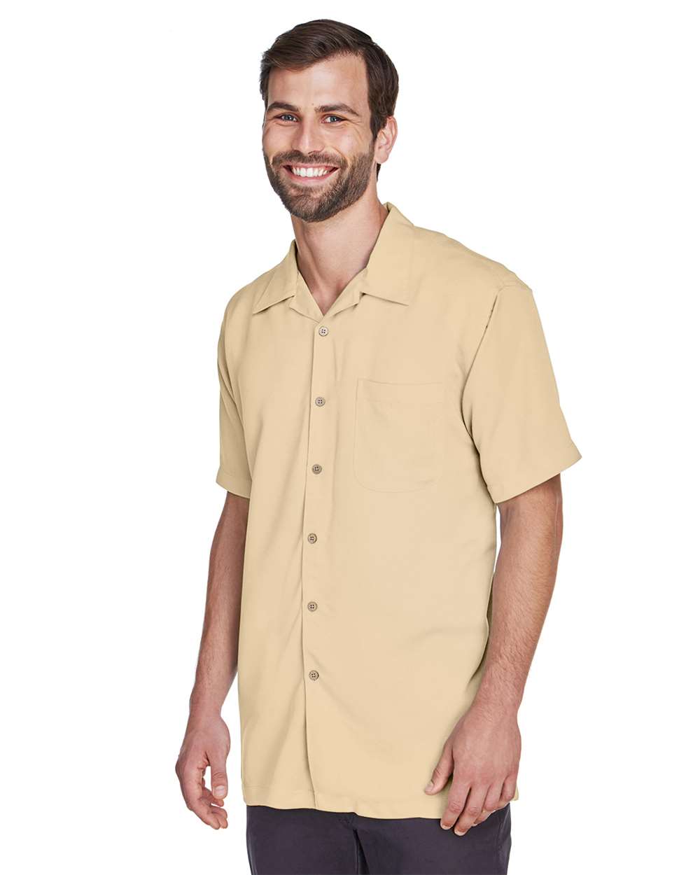 Men's Bahama Cord Camp Shirt - OnModelSide - B253B9103 - Sand