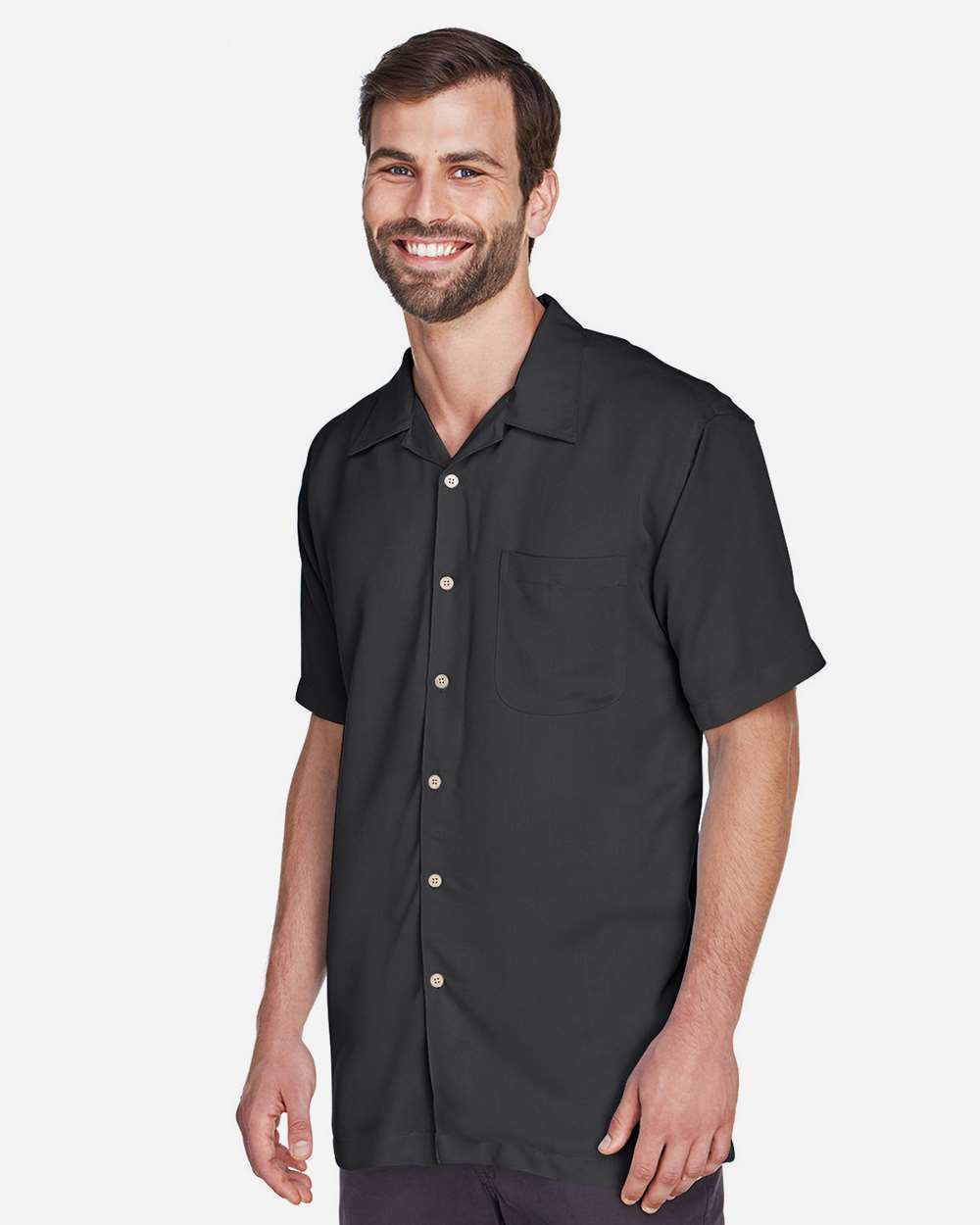 Men's Bahama Cord Camp Shirt - OnModelSide - B253B9503 - Black