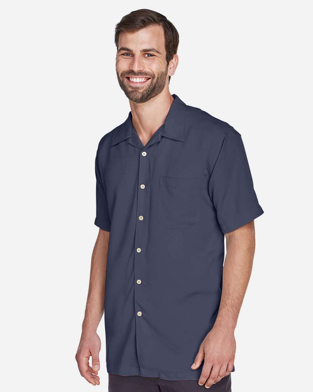 Men's Bahama Cord Camp Shirt - OnModelSide - B253B9653 - Navy