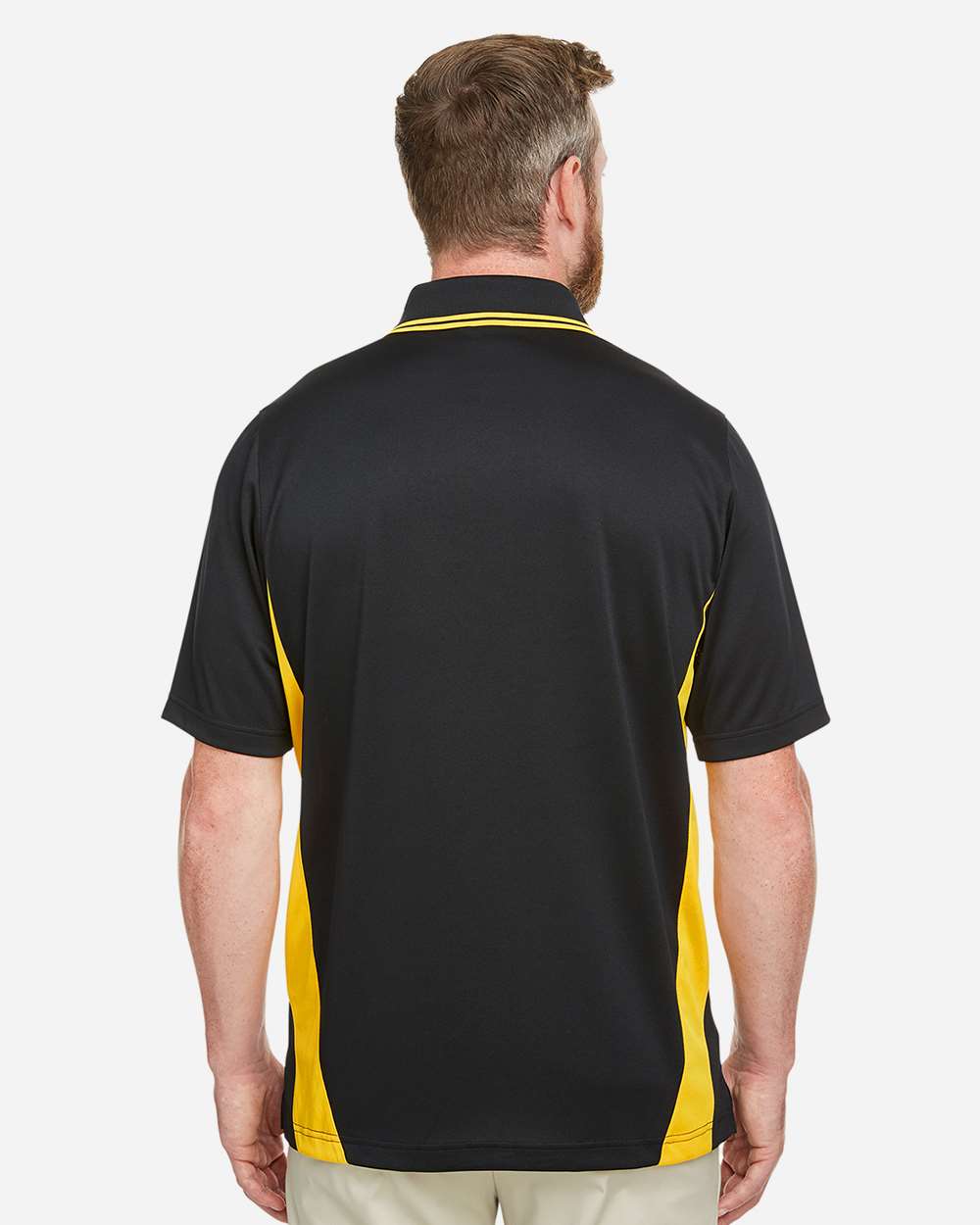 Men's Flash Snag Protection Plus IL Colorblock Polo - OnModelBack - B226B9103 - Black/ Sunray Yellow