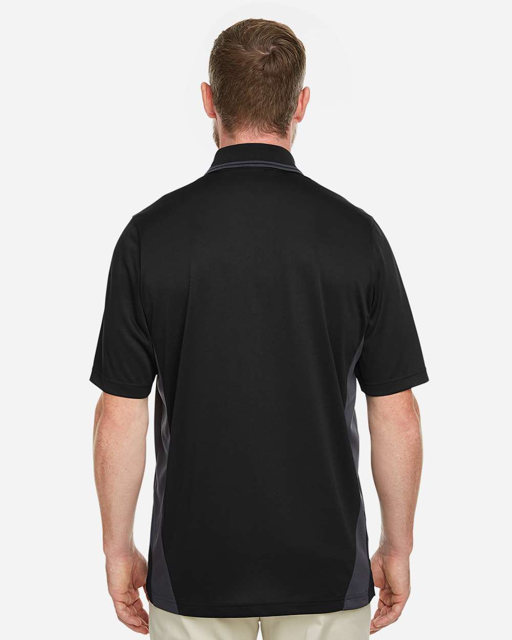 Men's Flash Snag Protection Plus IL Colorblock Polo - OnModelBack - B226B9503 - Black/ Dark Charcoal