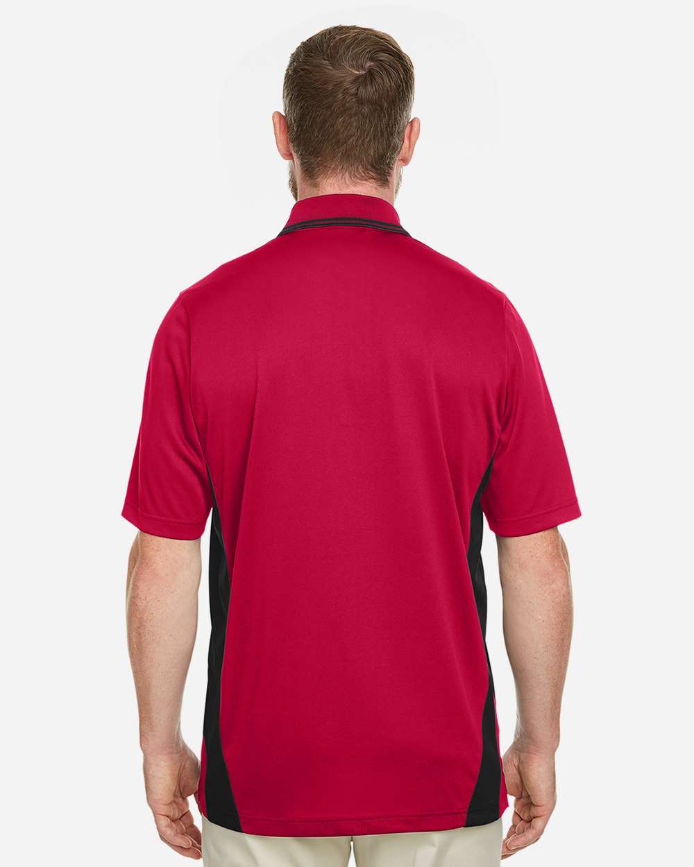 Men's Flash Snag Protection Plus IL Colorblock Polo - OnModelBack - B226B9703 - Red/ Black