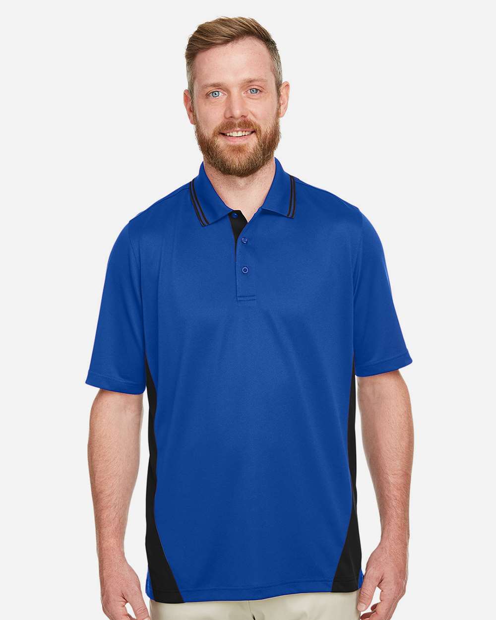 Men's Flash Snag Protection Plus IL Colorblock Polo - OnModelFront - B226B9753 - True Royal/ Black