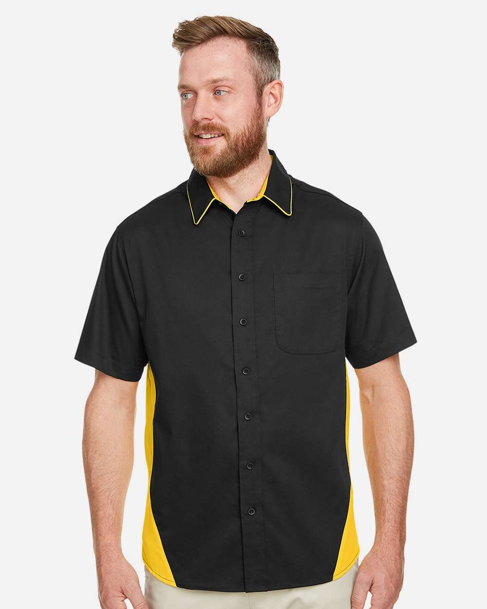 Men's Flash IL Colorblock Shirt - OnModelFront - B266B9103 - Black/ Sunray Yellow