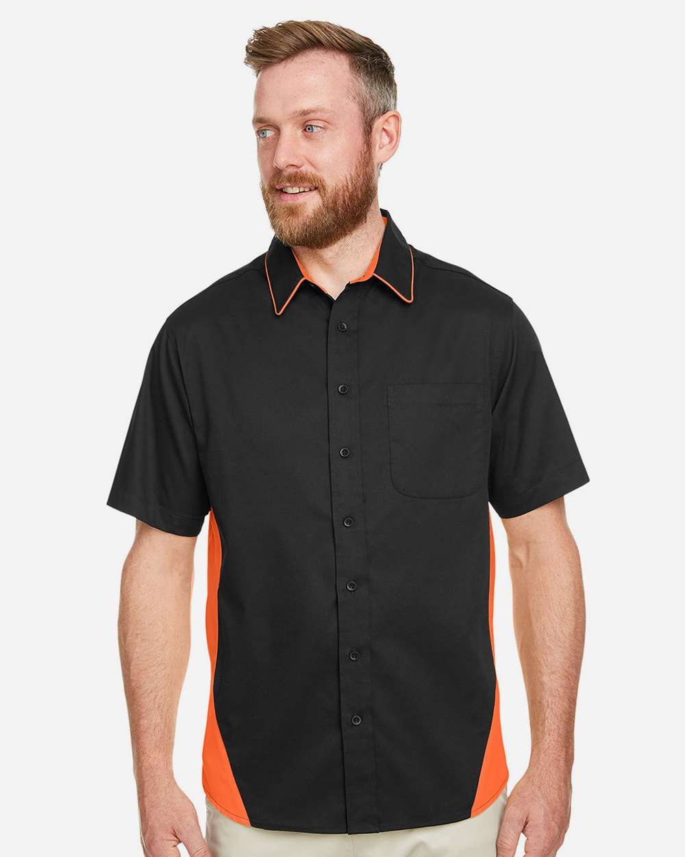 Men's Flash IL Colorblock Shirt - OnModelFront - B266B9114 - Black/ Team Orange