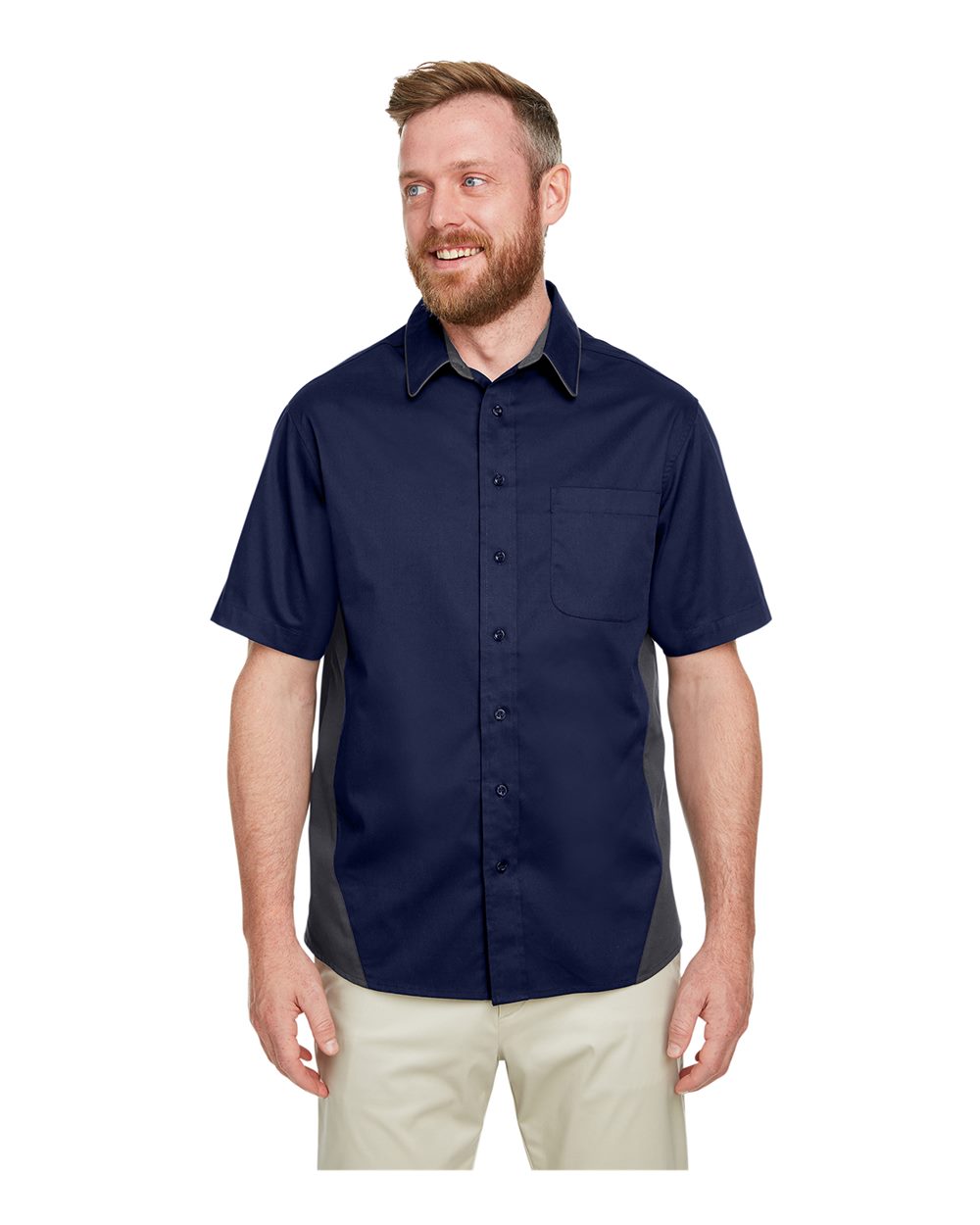 Men's Flash IL Colorblock Shirt - OnModelFront - B266B9654 - Dark Navy/ Dark Charcoal
