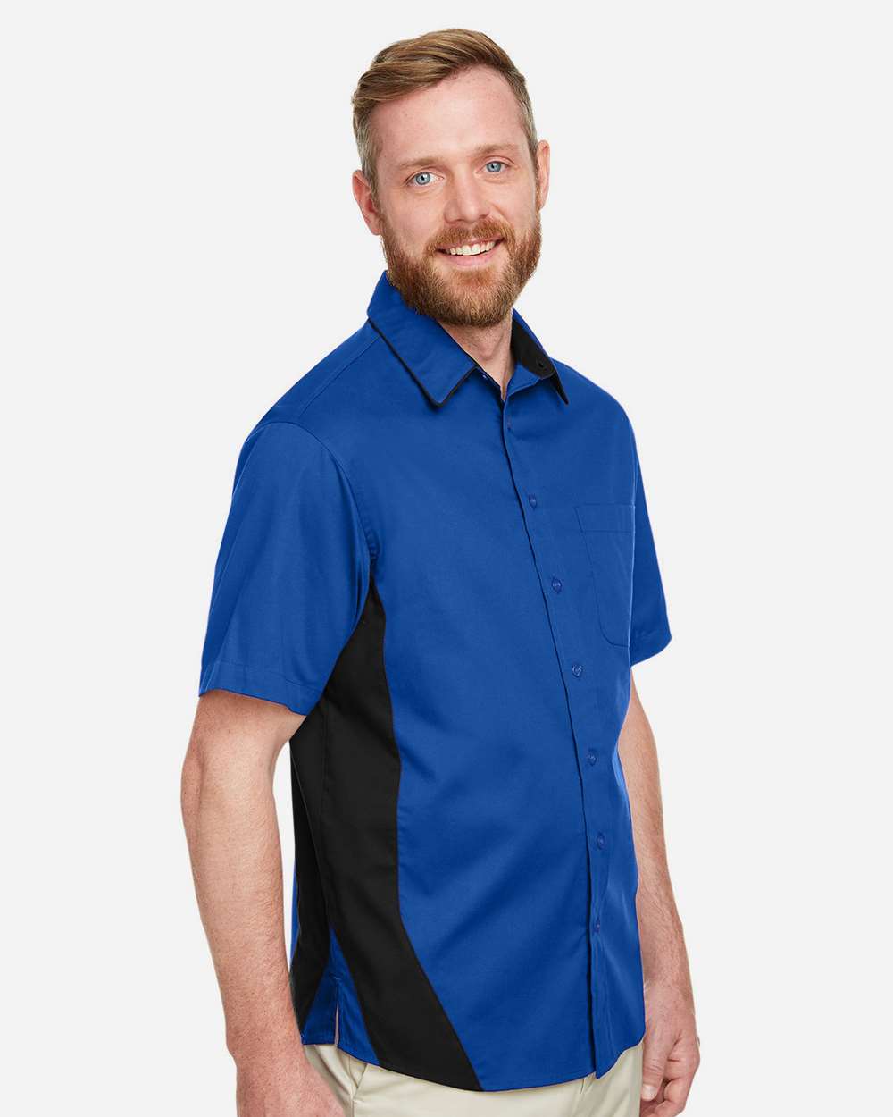 Men's Flash IL Colorblock Shirt - OnModelSide - B266B9756 - True Royal/ Black