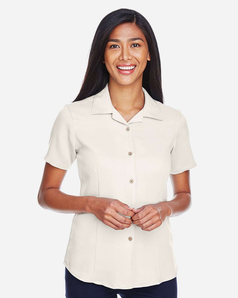 Women's Bahama Cord Camp Shirt - OnModelFront - B254B9243 - Cream