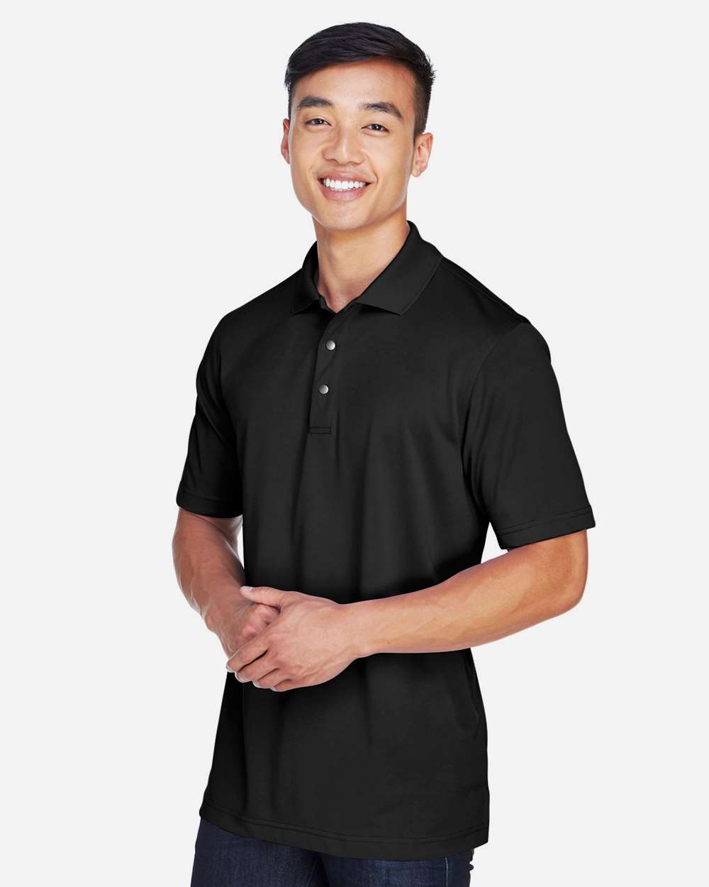 Men's Advantage Snag Protection Plus IL Snap Placket Polo - OnModelSide - B211B9503 - Black