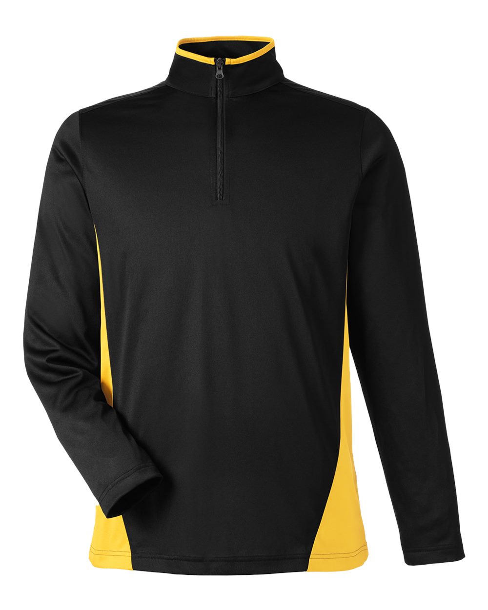 Men's Flash Snag Protection Plus IL Colorblock Quarter-Zip Pullover - Front - B297B9103 - Black/ Sunray Yellow