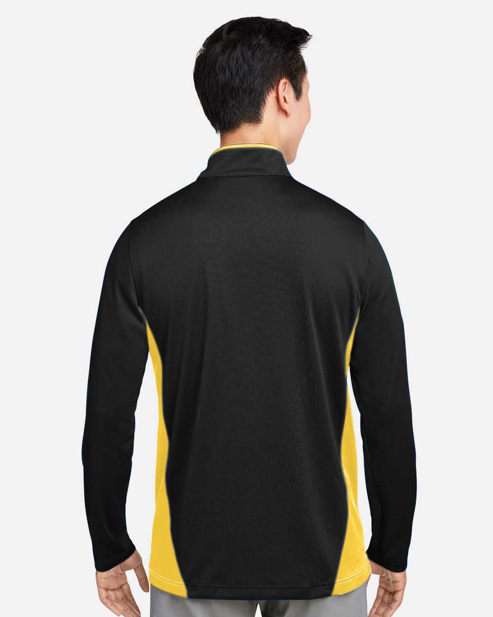 Men's Flash Snag Protection Plus IL Colorblock Quarter-Zip Pullover - OnModelBack - B297B9103 - Black/ Sunray Yellow