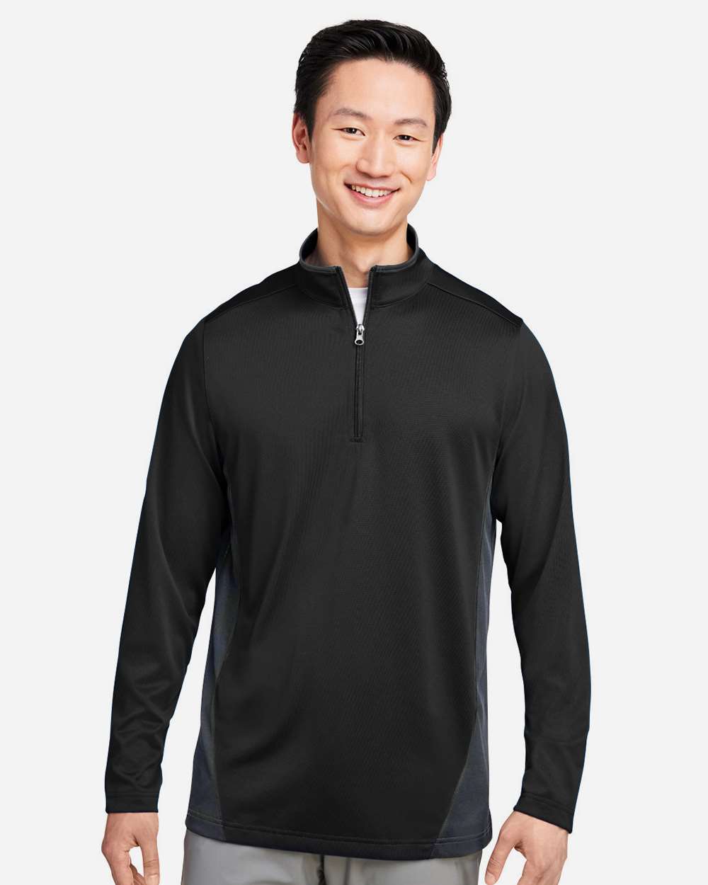 Men's Flash Snag Protection Plus IL Colorblock Quarter-Zip Pullover - OnModelFront - B297B9503 - Black/ Dark Charcoal