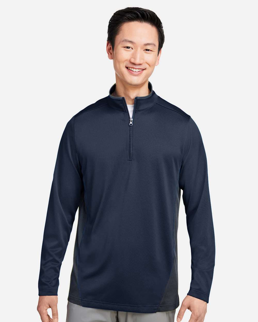 Men's Flash Snag Protection Plus IL Colorblock Quarter-Zip Pullover - OnModelFront - B297B9653 - Dark Navy/ Dark Charcoal
