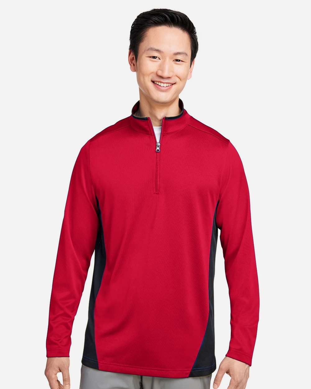 Men's Flash Snag Protection Plus IL Colorblock Quarter-Zip Pullover - OnModelFront - B297B9703 - Red/ Black